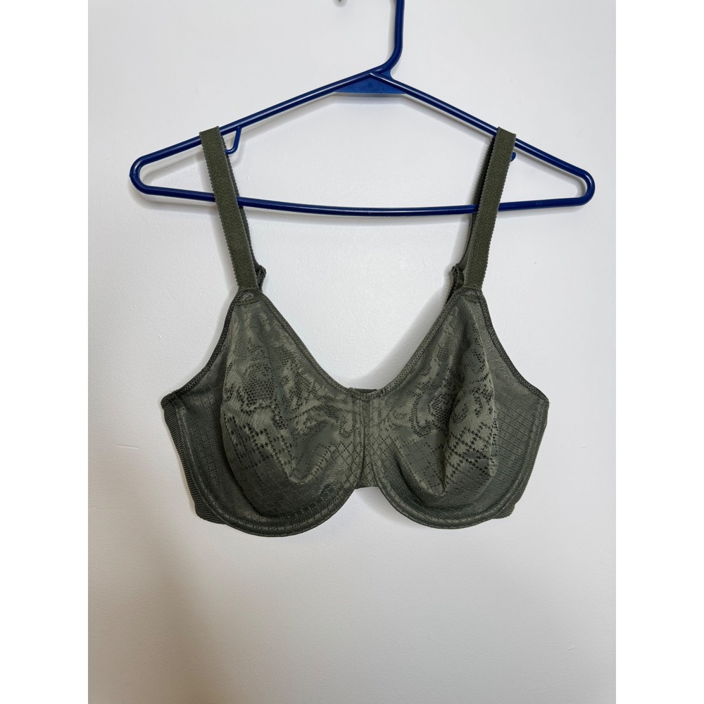 Wacoal Bra Womens 34DD Green Excellent Retro Chic Underwire Lace 857210 basics